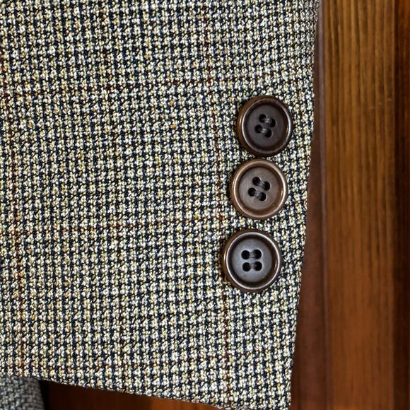 Ermenegildo Zegna Brown Wool Tweed Checked Sport Coat Jacket Men's Size 46R VTG - Picture 4 of 10
